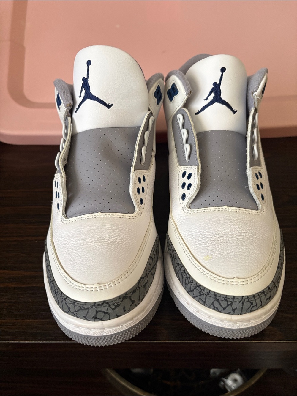 Men’s Nike Air Jordan Retro 3 White/Gray Basketball Shoes no laces preloved